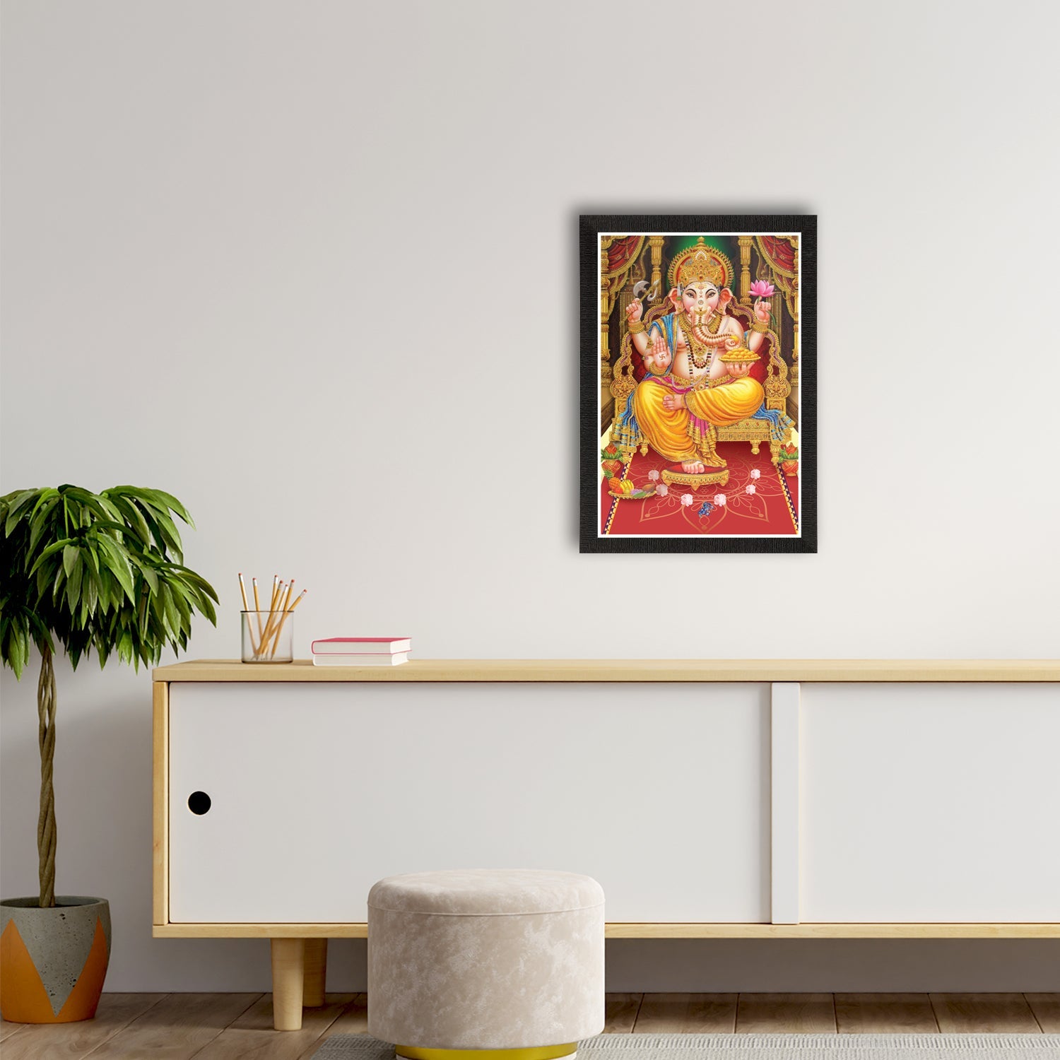 Lord Ganesha Satin Matt Texture UV Art Painting Kafalo