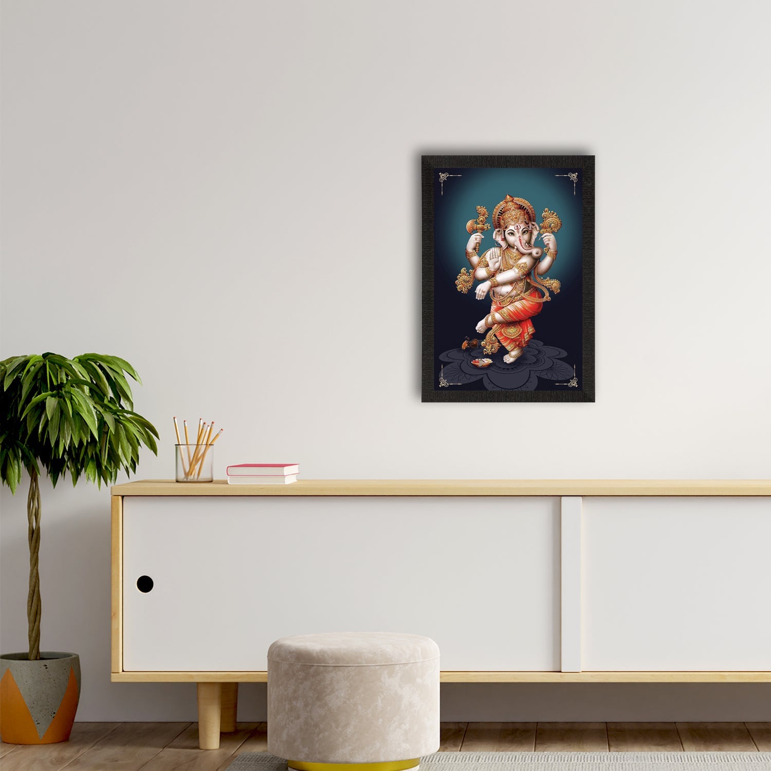 Lord Ganesha Satin Matt Texture UV Art Painting Kafalo