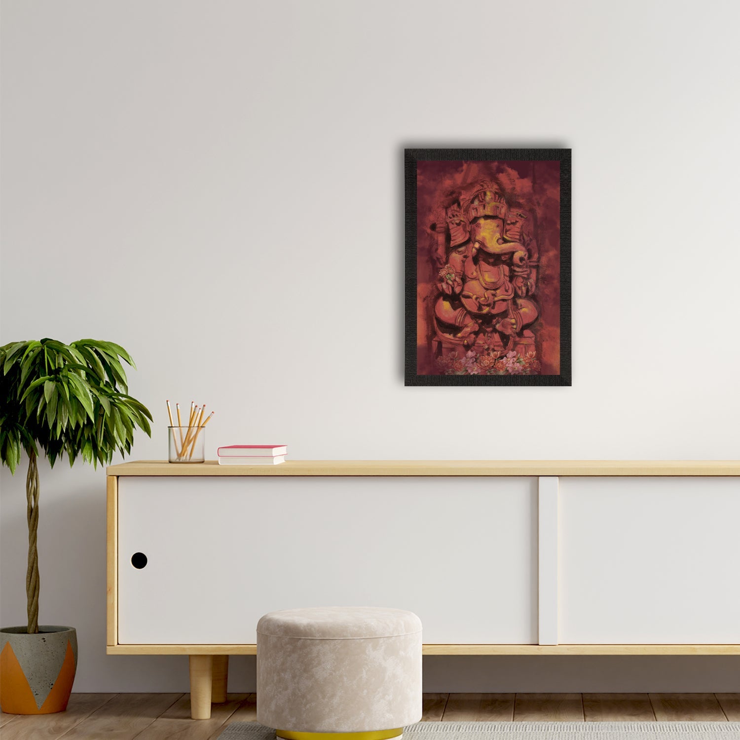 Lord Ganesha Satin Matt Texture UV Art Painting Kafalo