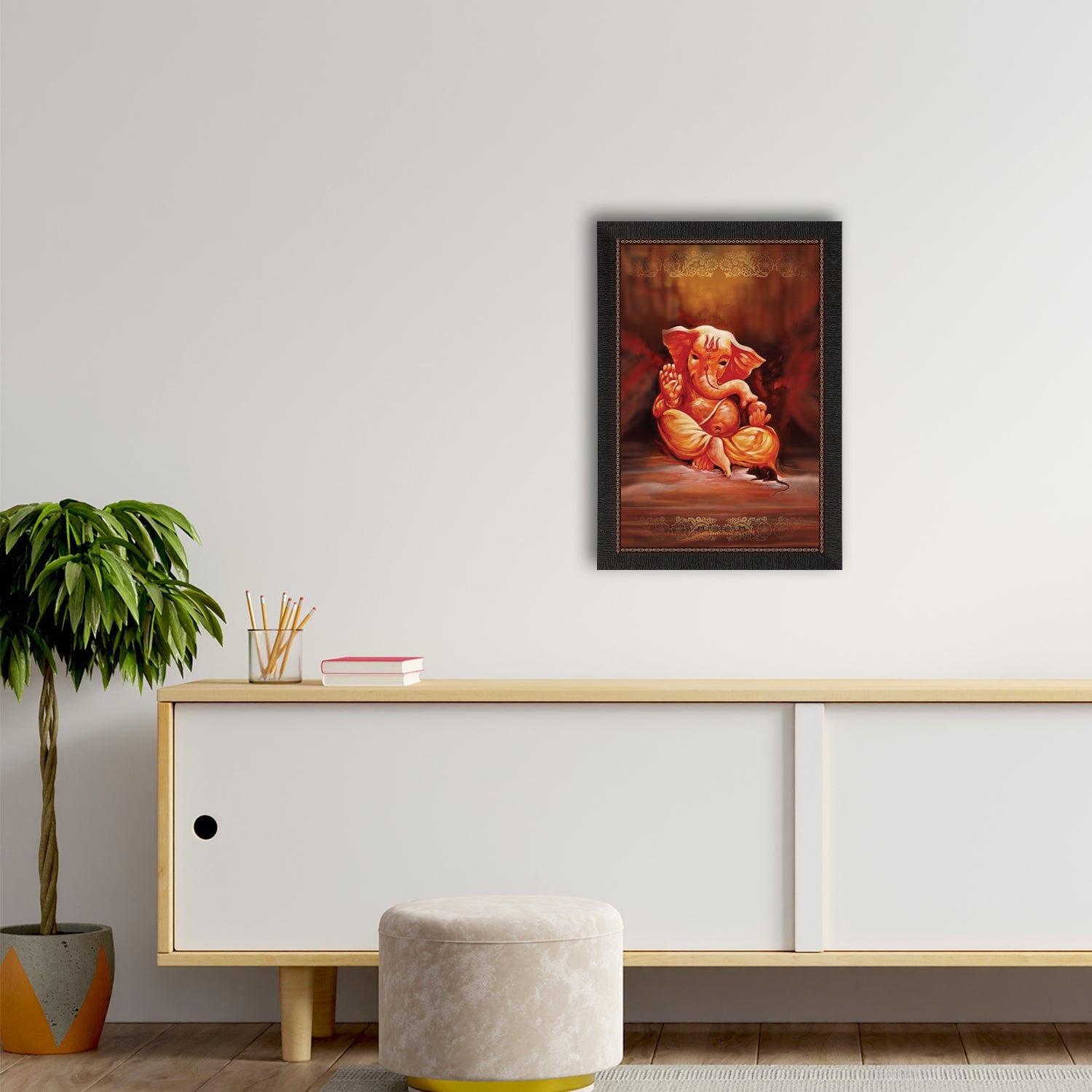 Lord Ganesha Satin Matt Texture UV Art Painting Kafalo