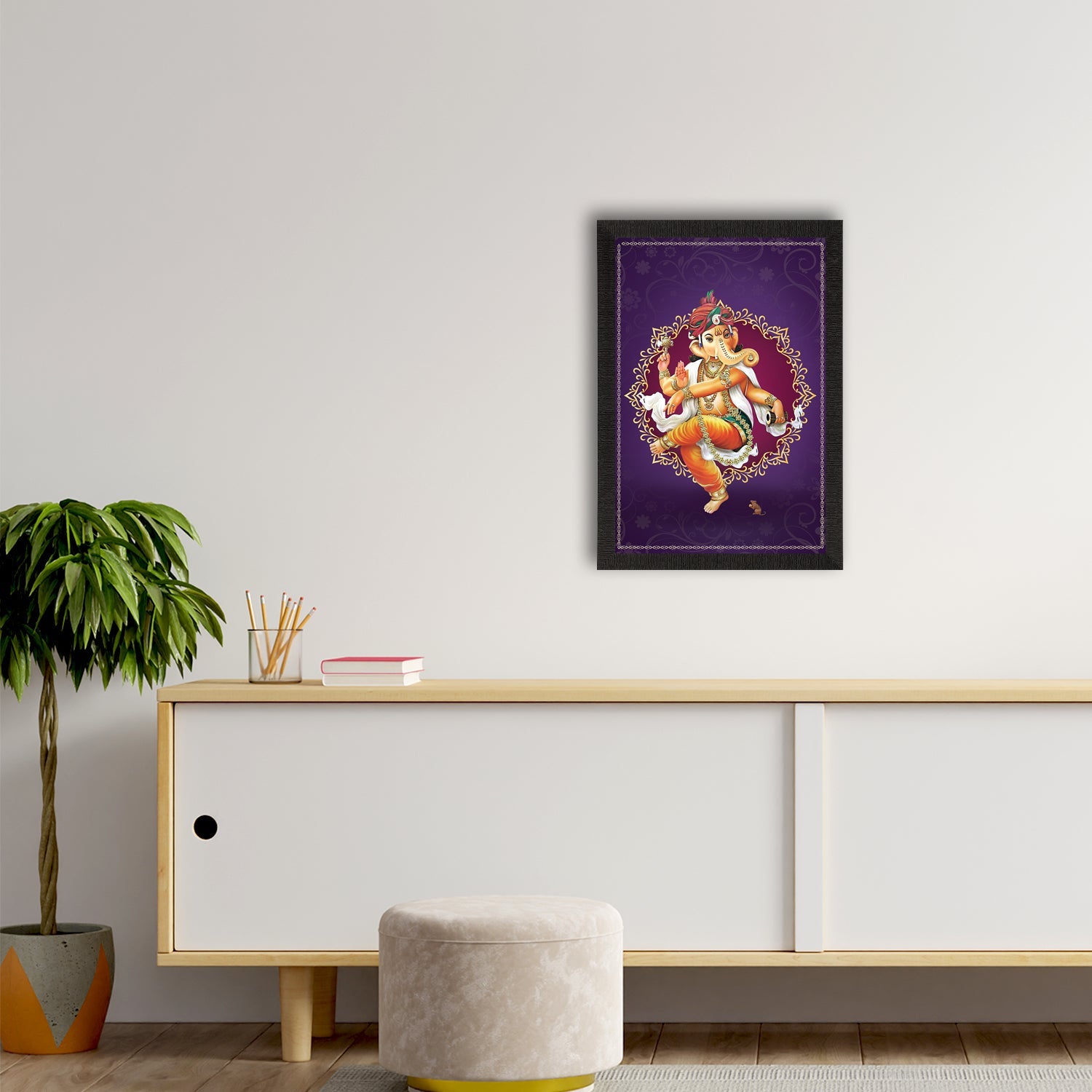 Lord Ganesha Satin Matt Texture UV Art Painting Kafalo