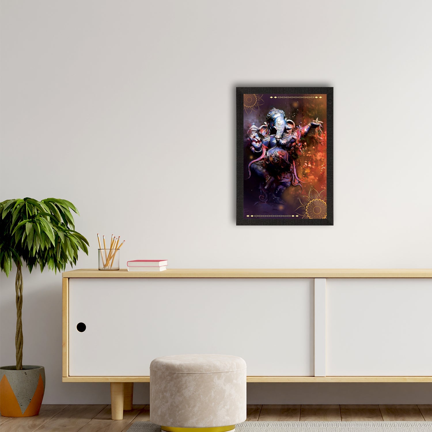 Lord Ganesha Satin Matt Texture UV Art Painting Kafalo