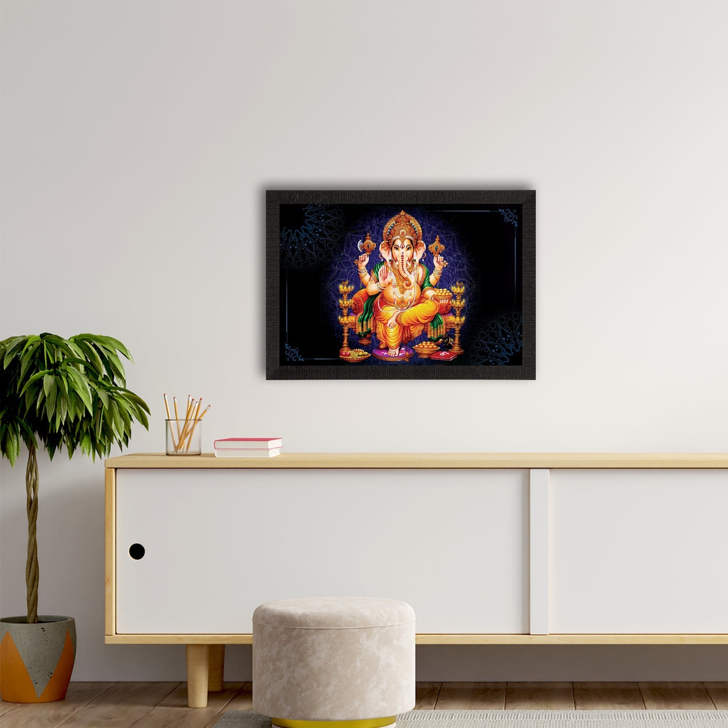 Lord Ganesha Satin Matt Texture UV Art Painting Kafalo
