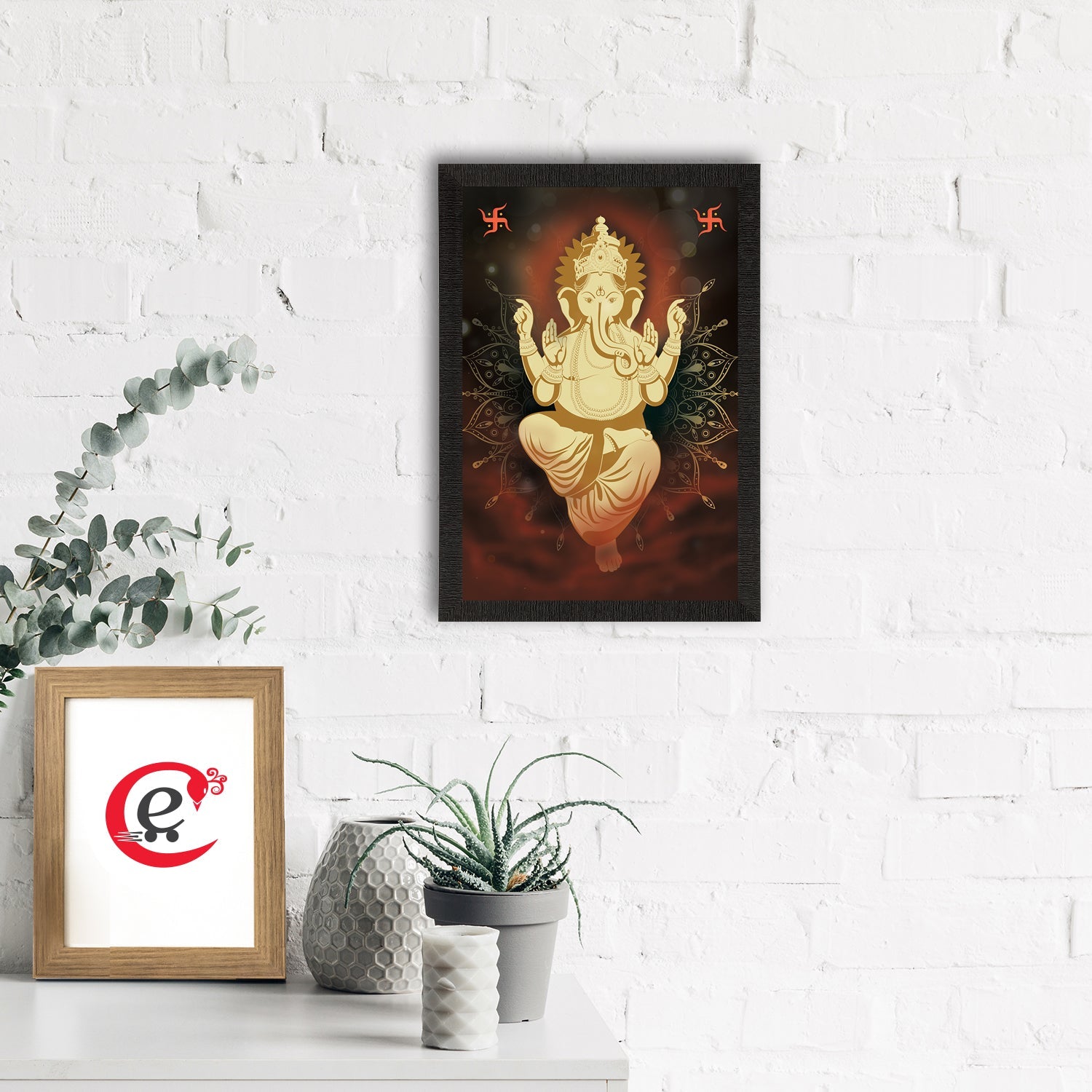 Lord Ganesha Satin Matt Texture UV Art Painting Kafalo