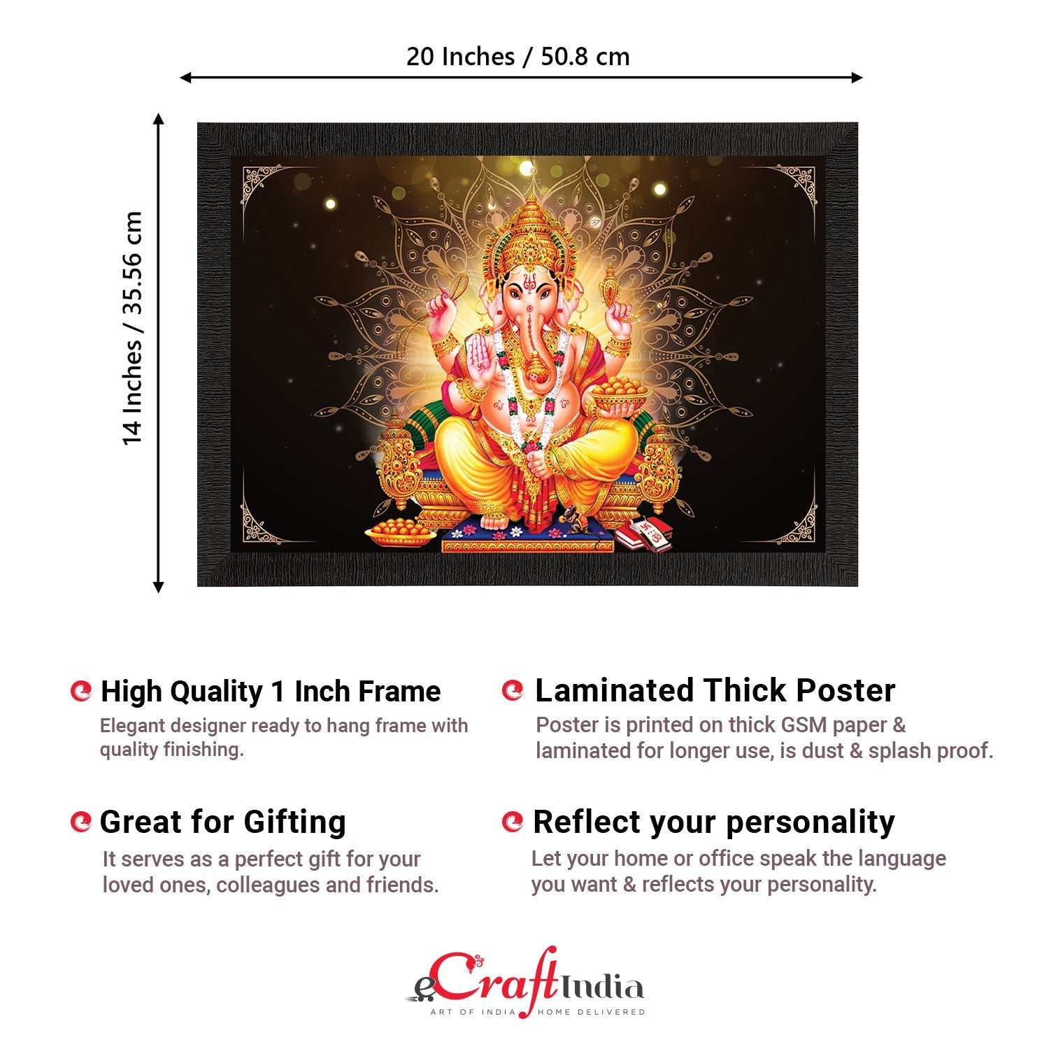 Lord Ganesha Satin Matt Texture UV Art Painting Kafalo