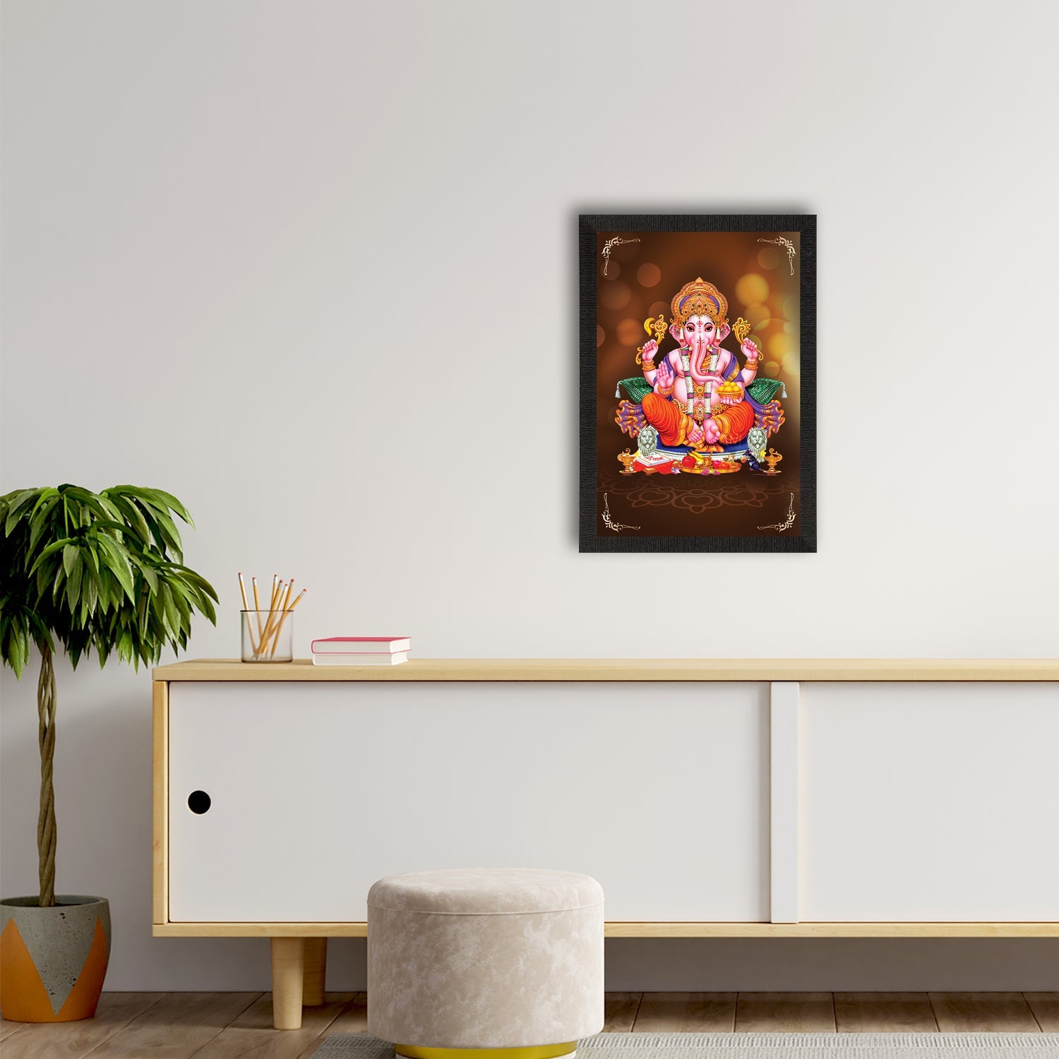Lord Ganesha Satin Matt Texture UV Art Painting Kafalo