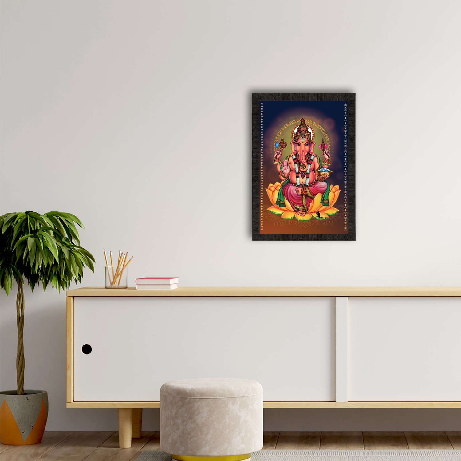Lord Ganesha Satin Matt Texture UV Art Painting Kafalo