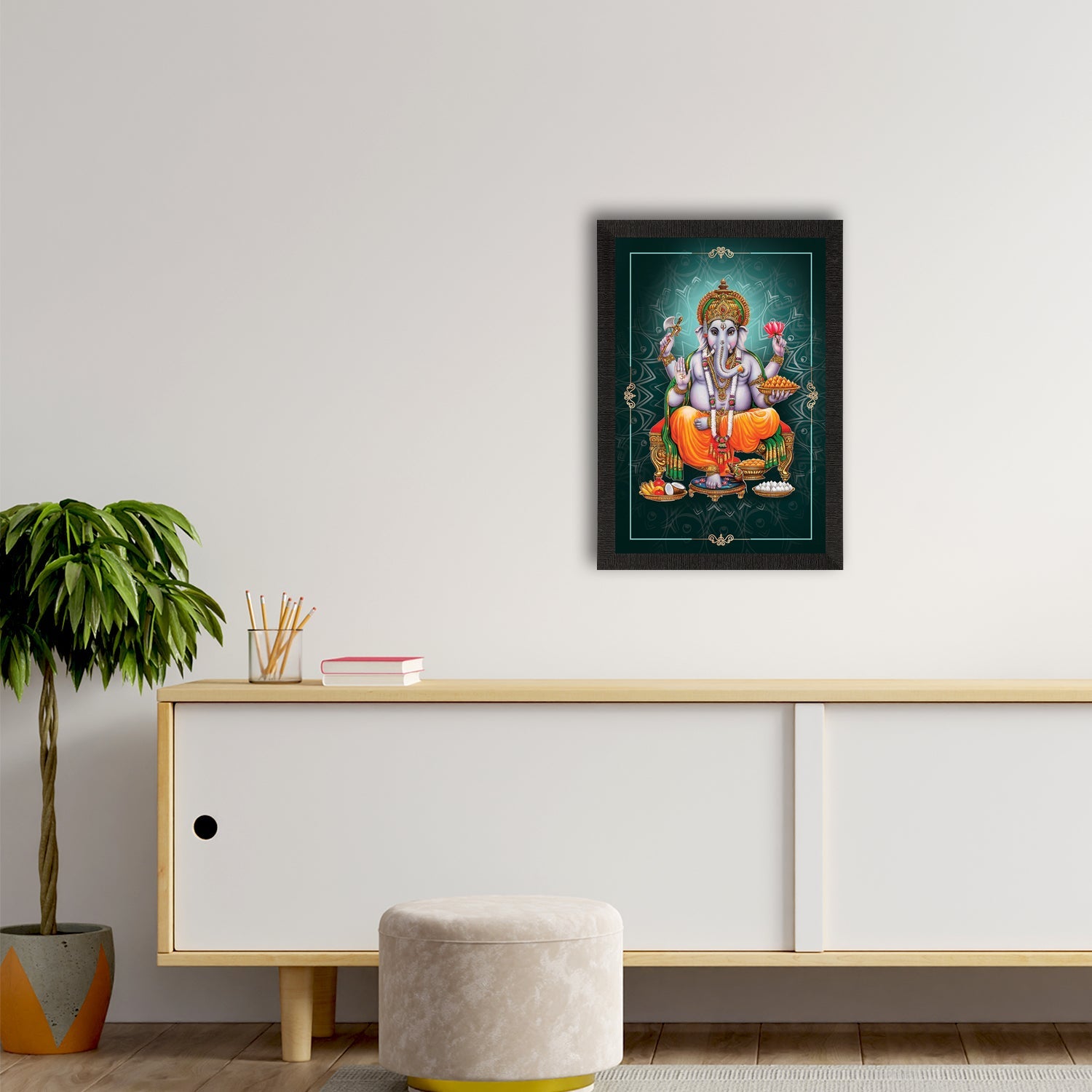 Lord Ganesha Satin Matt Texture UV Art Painting Kafalo