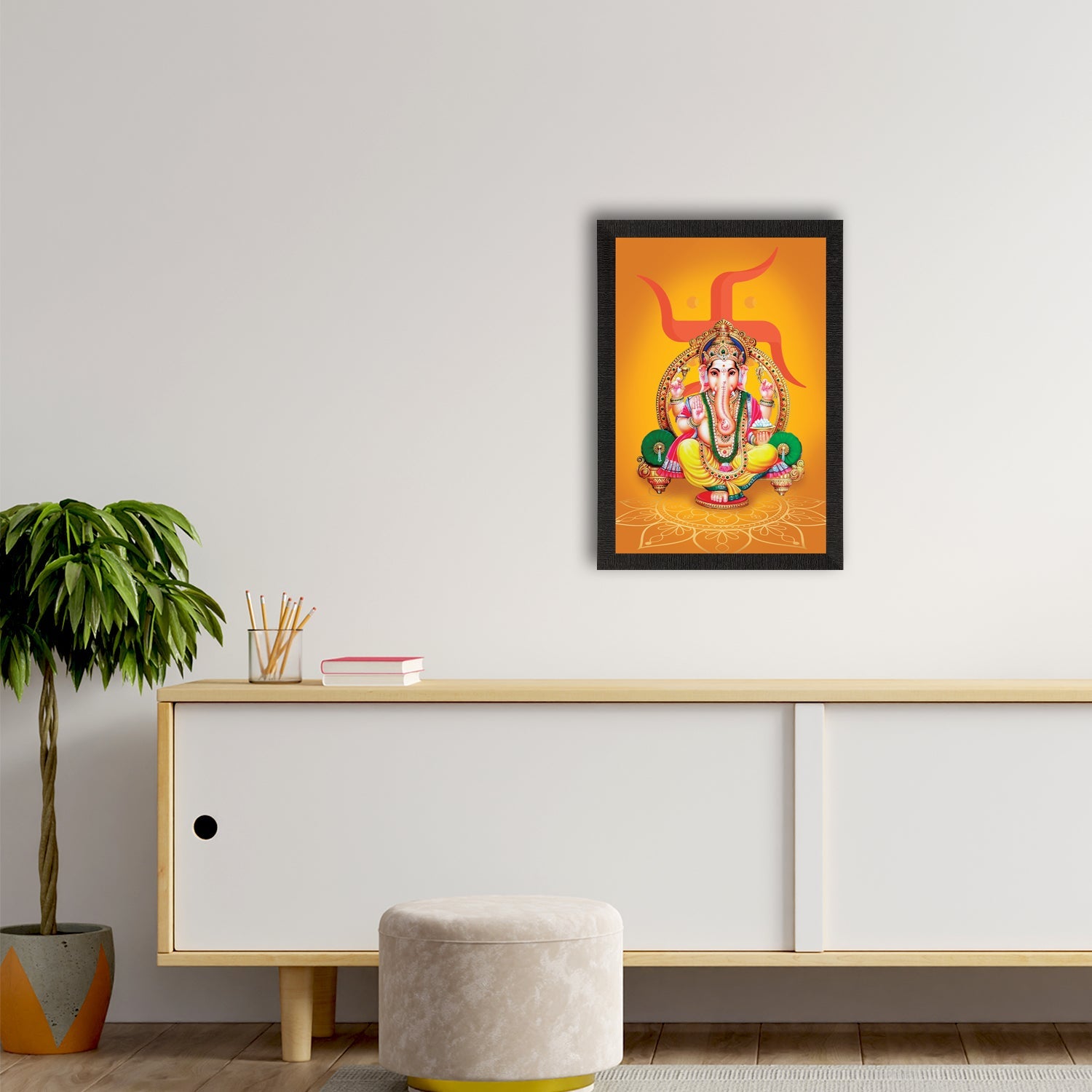 Lord Ganesha Satin Matt Texture UV Art Painting Kafalo