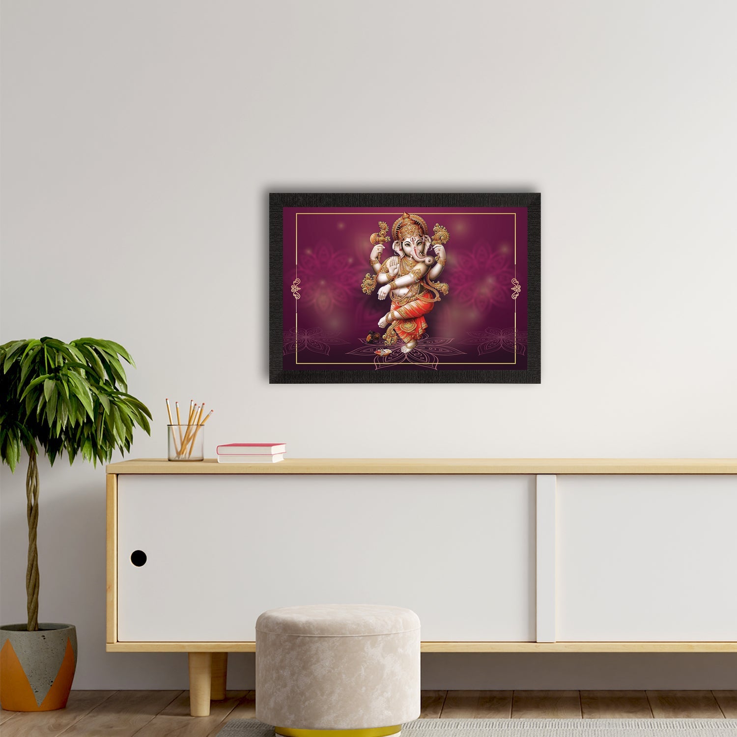 Lord Ganesha Satin Matt Texture UV Art Painting Kafalo