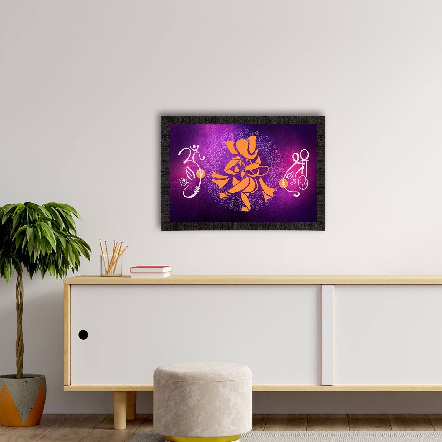 Lord Ganesha Satin Matt Texture UV Art Painting Kafalo