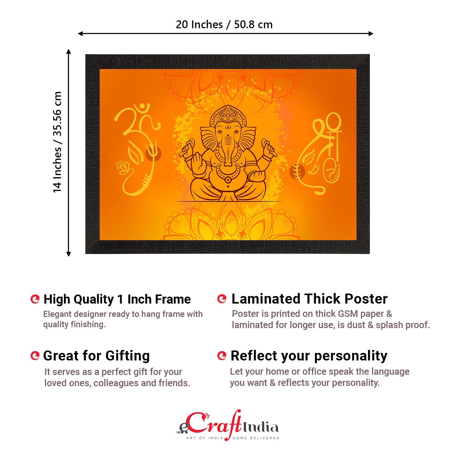 Lord Ganesha Satin Matt Texture UV Art Painting Kafalo
