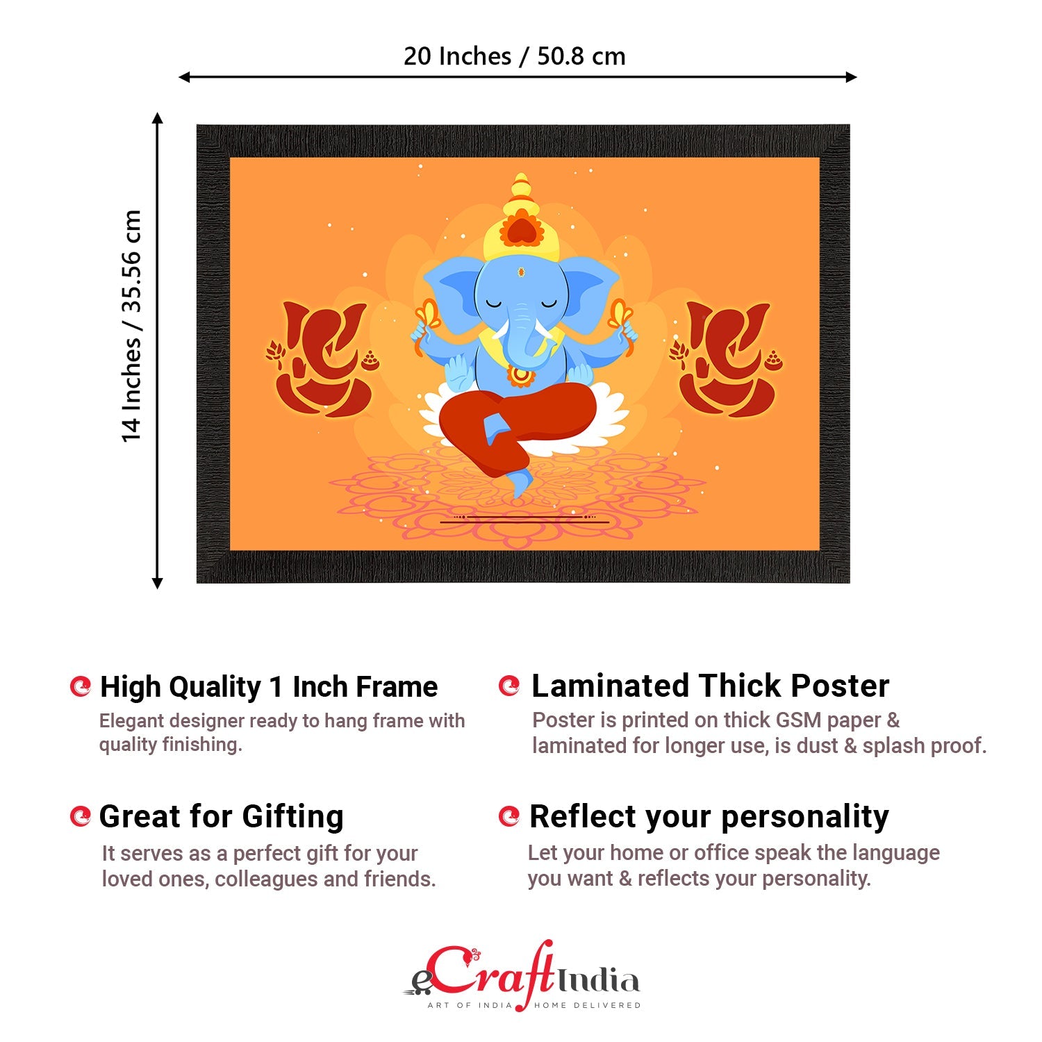 Lord Ganesha Satin Matt Texture UV Art Painting Kafalo