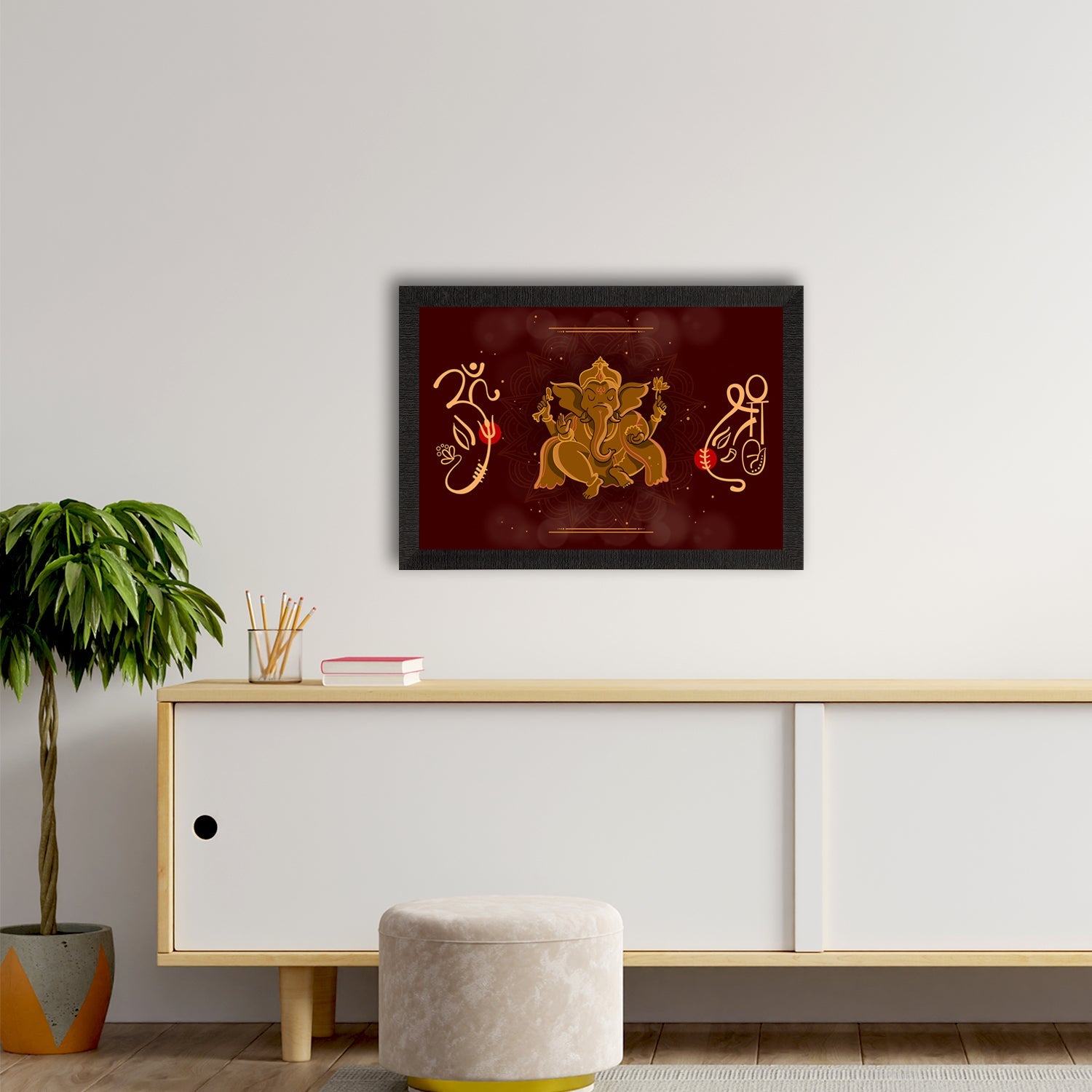 Lord Ganesha Satin Matt Texture UV Art Painting Kafalo