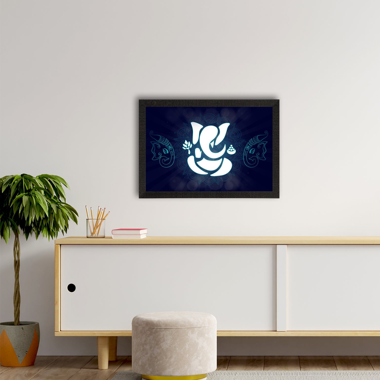 Lord Ganesha Satin Matt Texture UV Art Painting Kafalo