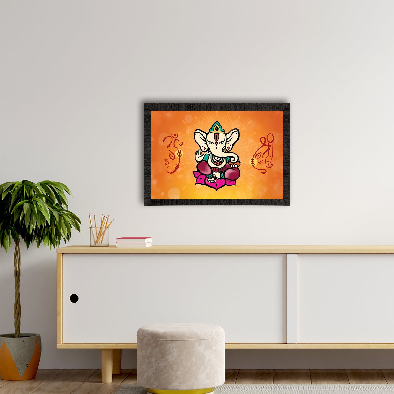 Lord Ganesha Satin Matt Texture UV Art Painting Kafalo
