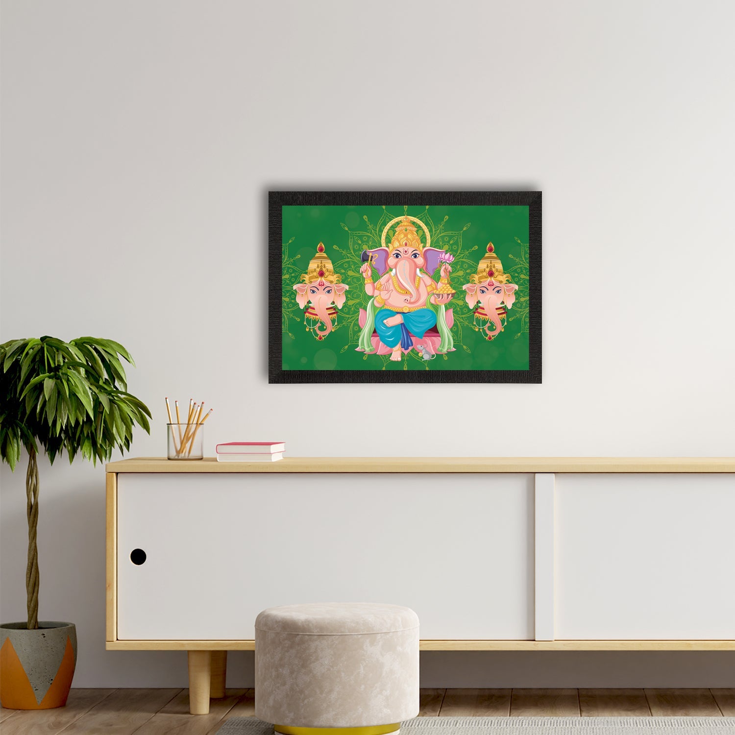 Lord Ganesha Satin Matt Texture UV Art Painting Kafalo
