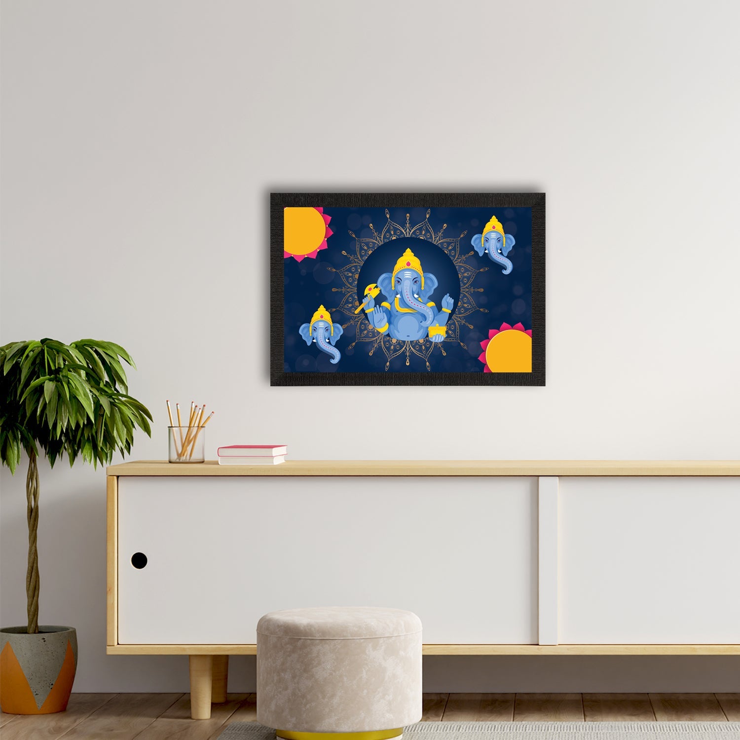 Lord Ganesha Satin Matt Texture UV Art Painting Kafalo