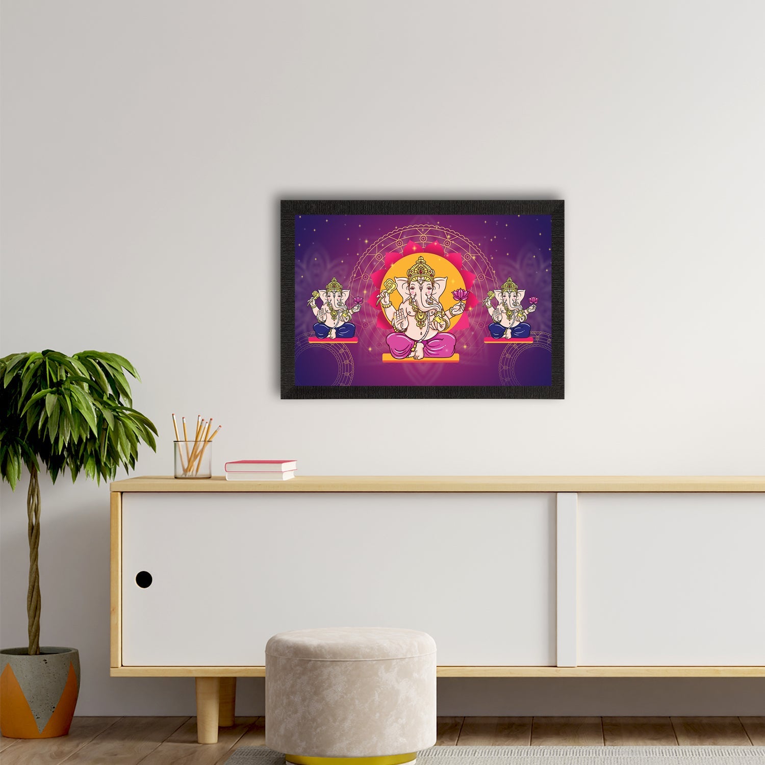 Lord Ganesha Satin Matt Texture UV Art Painting Kafalo
