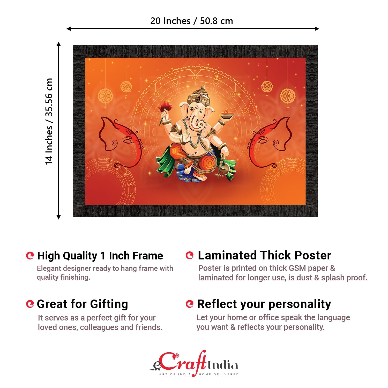 Lord Ganesha Satin Matt Texture UV Art Painting Kafalo