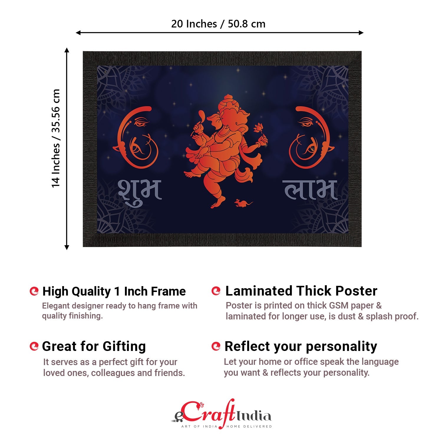Lord Ganesha Satin Matt Texture UV Art Painting Kafalo