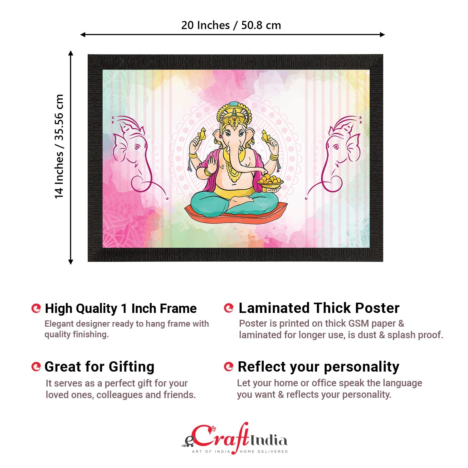 Lord Ganesha Satin Matt Texture UV Art Painting Kafalo