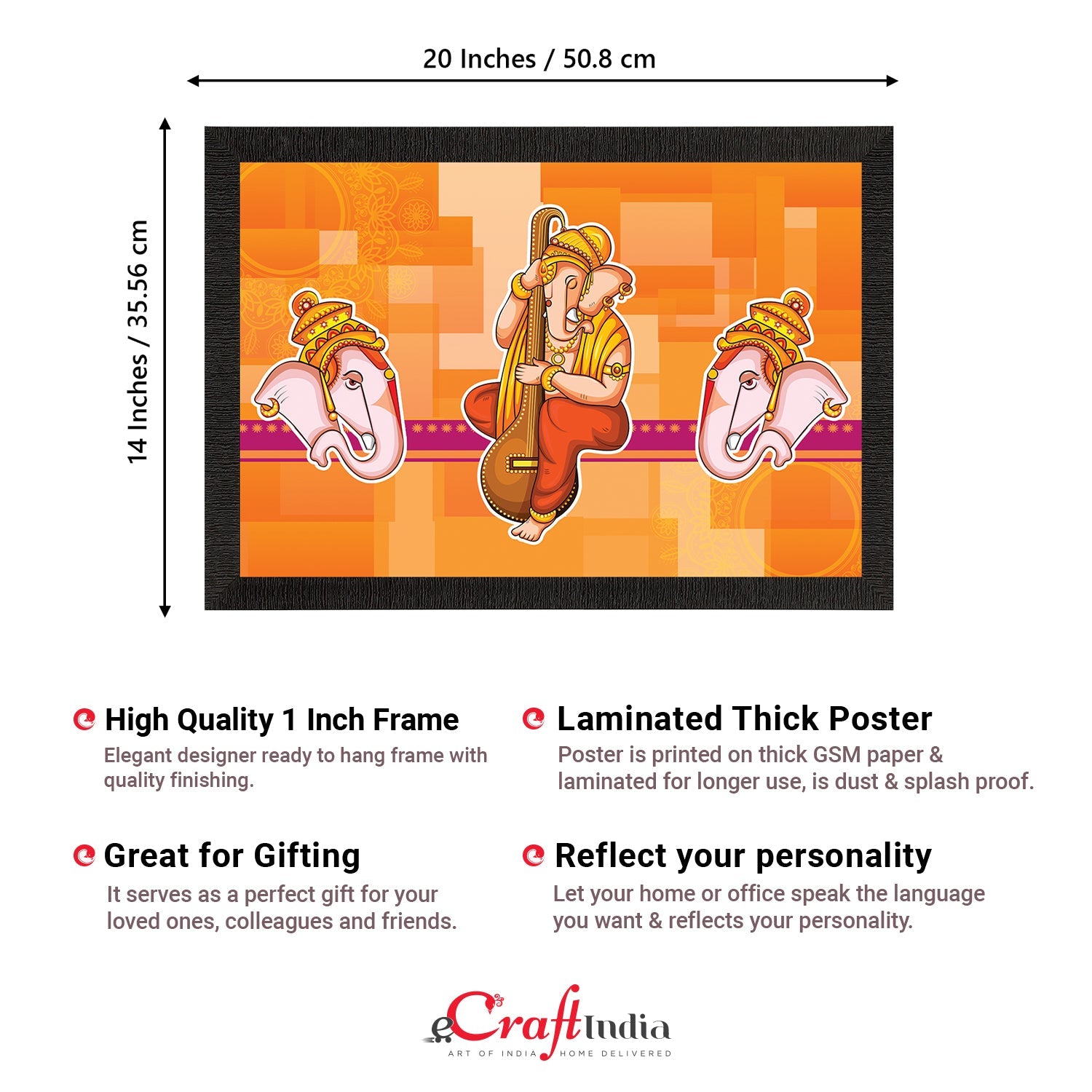 Lord Ganesha Satin Matt Texture UV Art Painting Kafalo