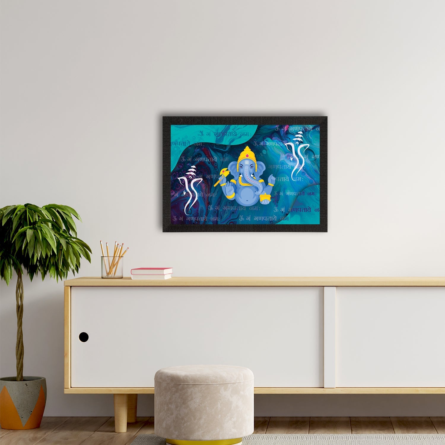 Lord Ganesha Satin Matt Texture UV Art Painting Kafalo