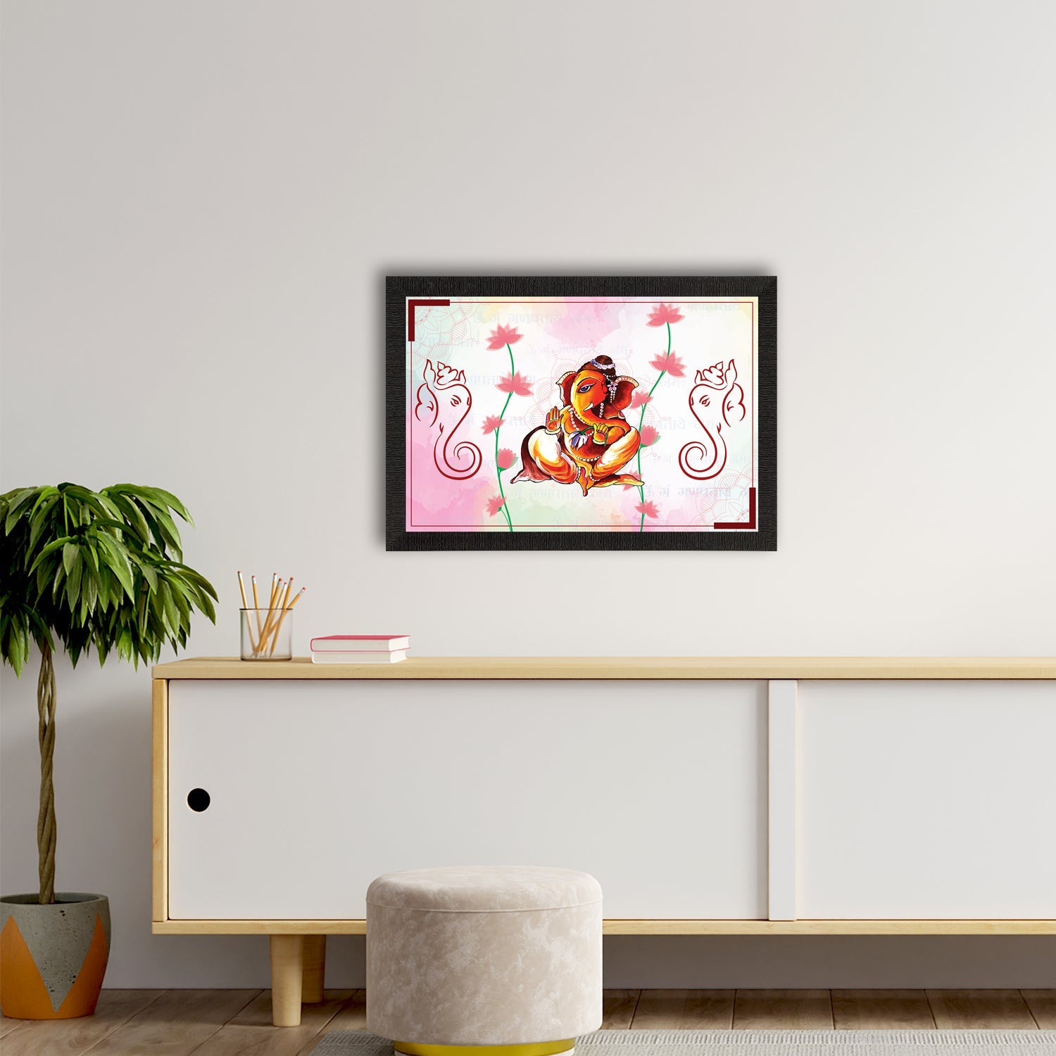 Lord Ganesha Satin Matt Texture UV Art Painting Kafalo