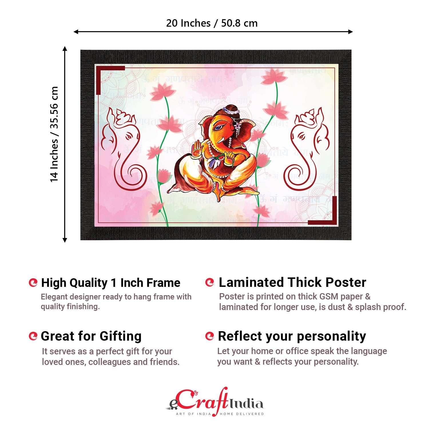 Lord Ganesha Satin Matt Texture UV Art Painting Kafalo
