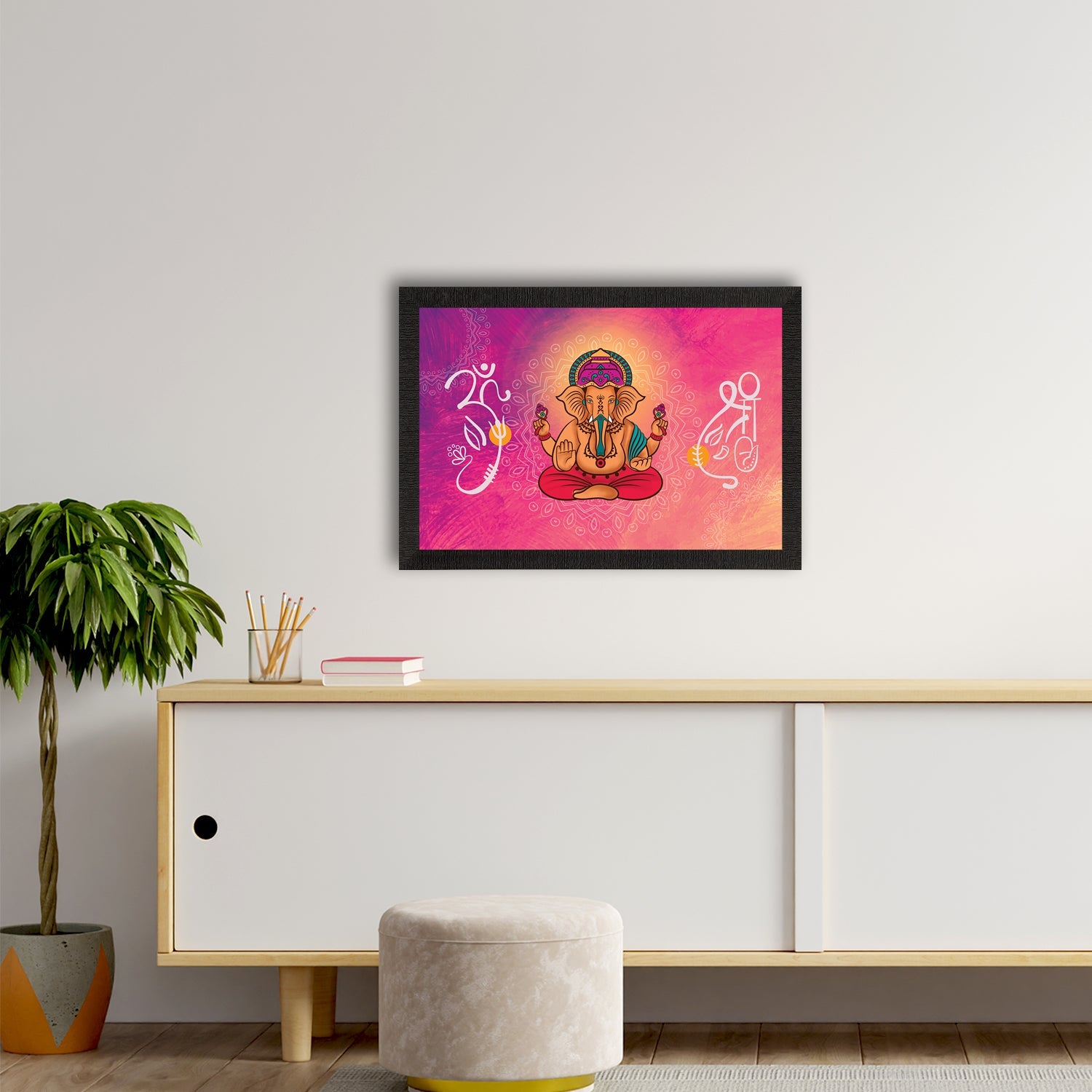 Lord Ganesha Satin Matt Texture UV Art Painting Kafalo