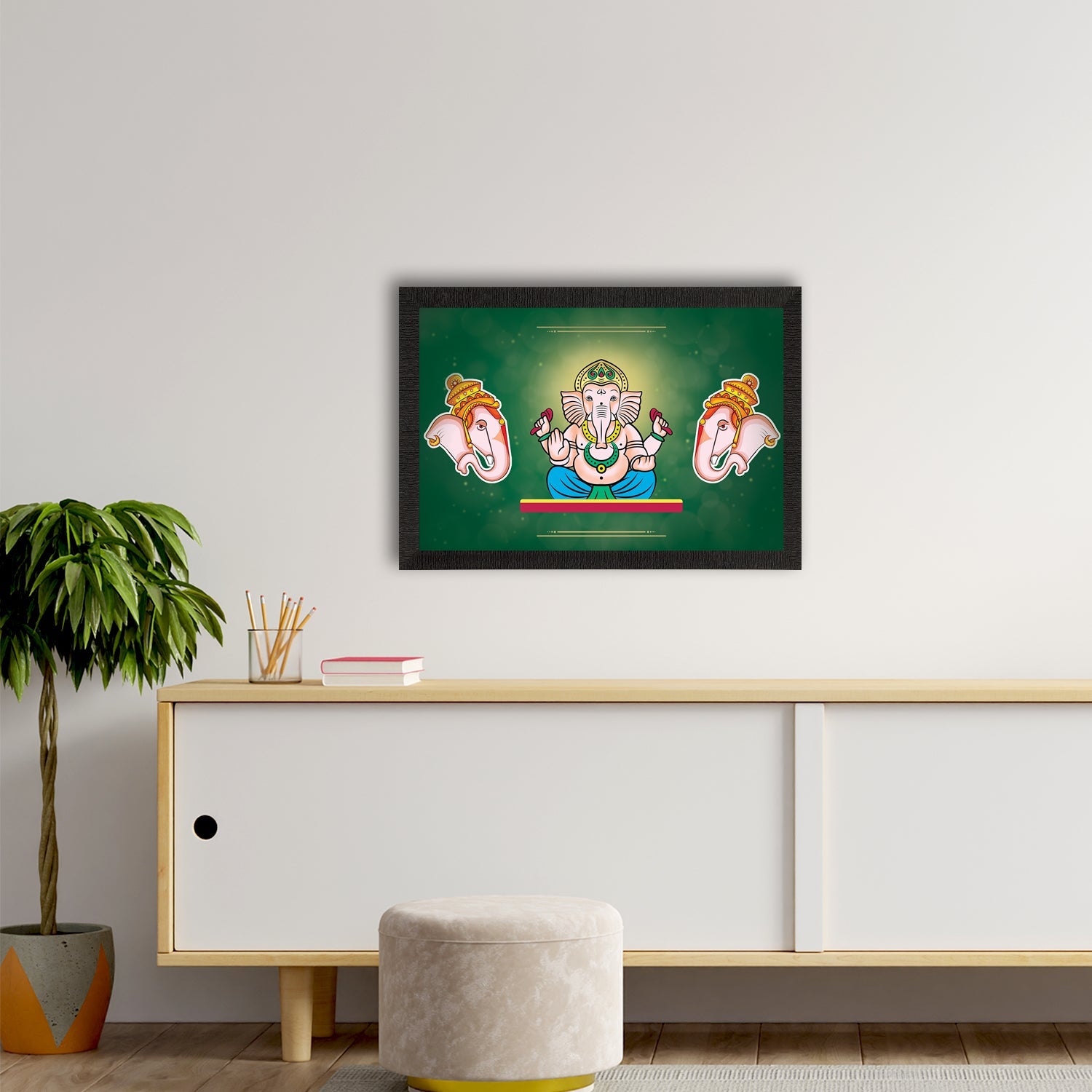 Lord Ganesha Satin Matt Texture UV Art Painting Kafalo