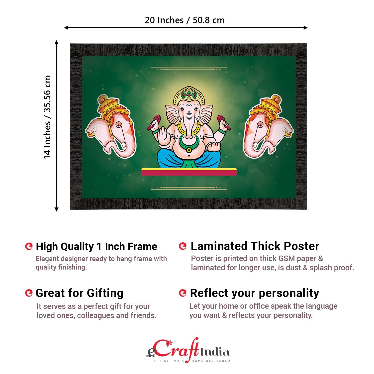 Lord Ganesha Satin Matt Texture UV Art Painting Kafalo