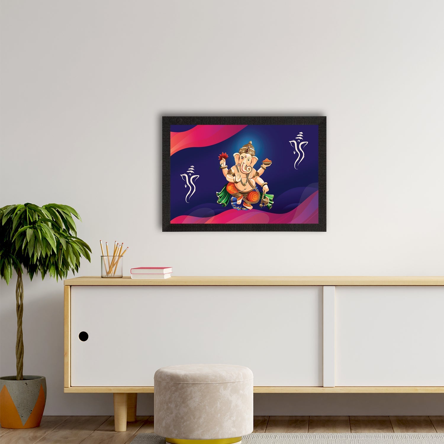 Lord Ganesha Satin Matt Texture UV Art Painting Kafalo
