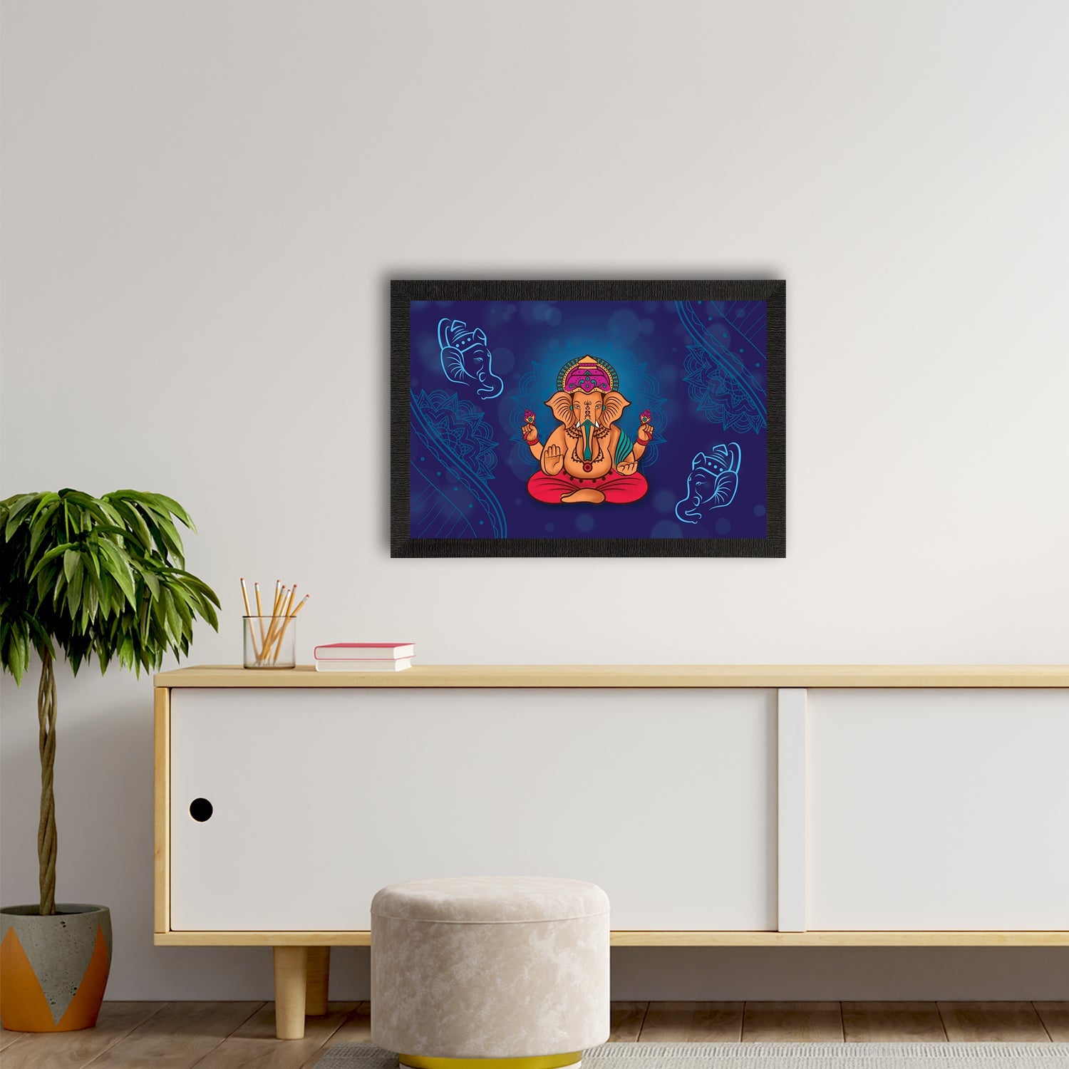 Lord Ganesha Satin Matt Texture UV Art Painting Kafalo