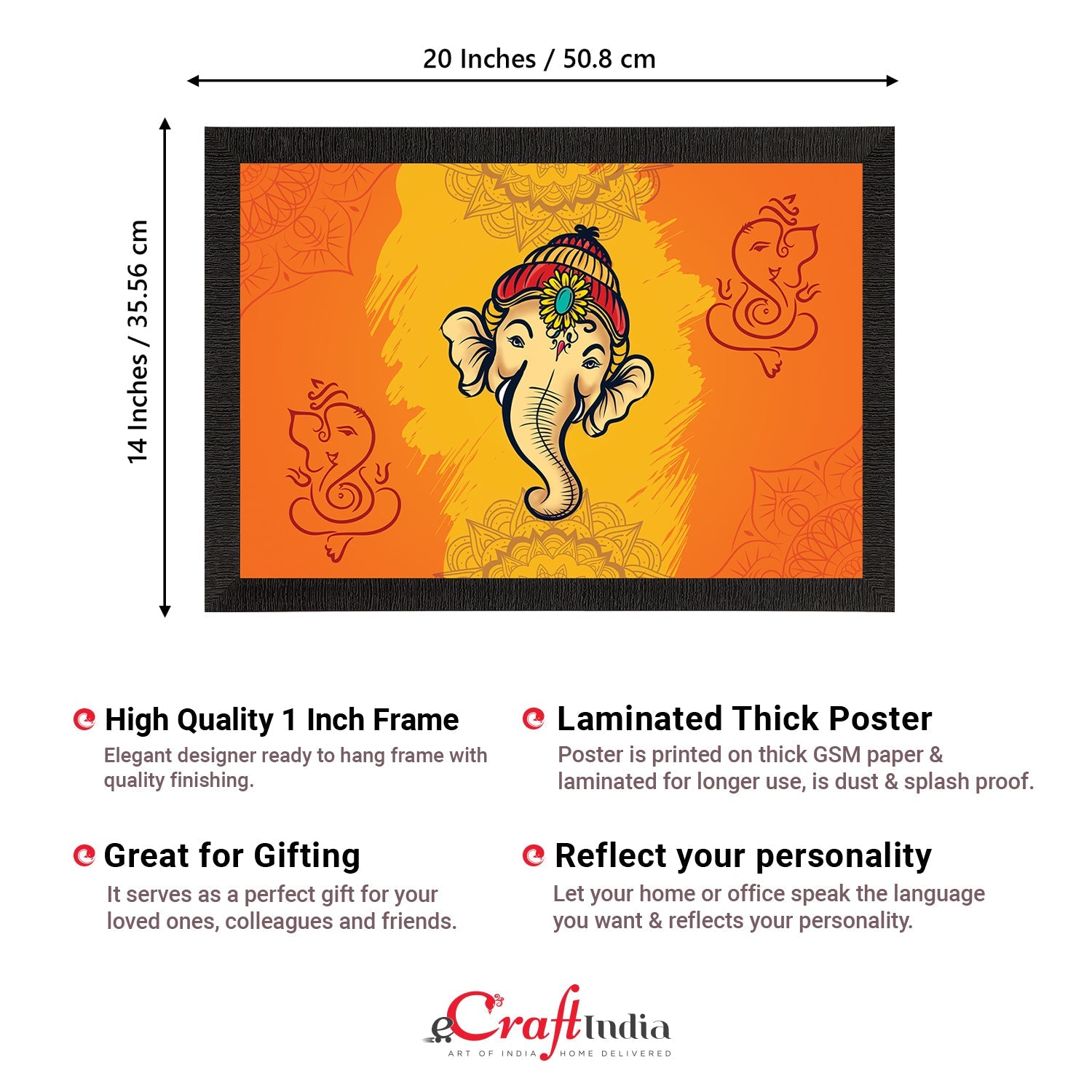 Lord Ganesha Satin Matt Texture UV Art Painting Kafalo