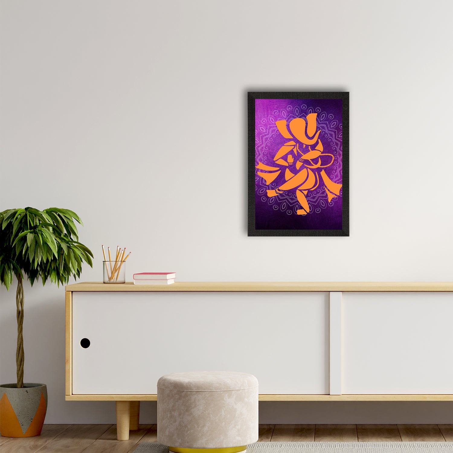 Lord Ganesha Satin Matt Texture UV Art Painting Kafalo