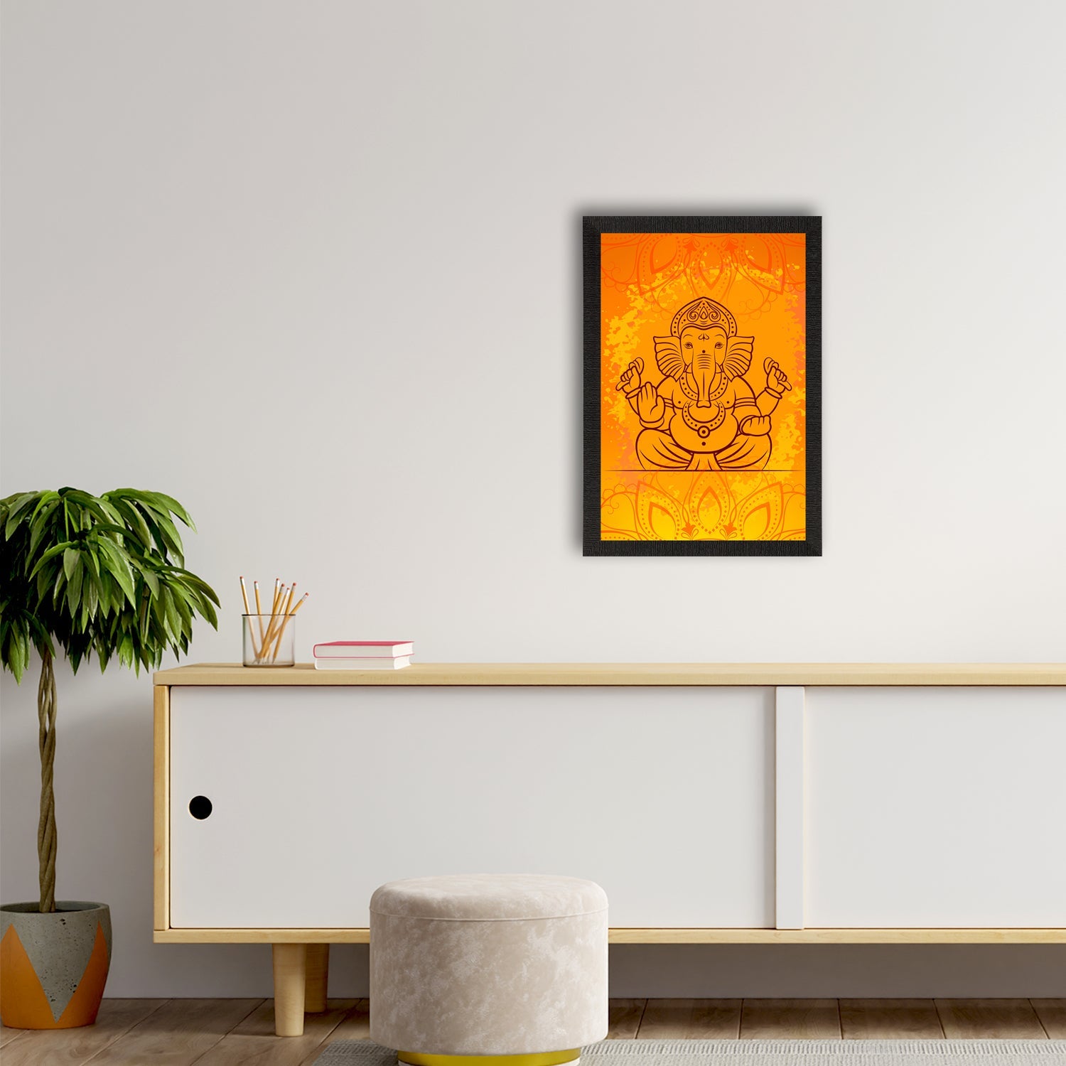 Lord Ganesha Satin Matt Texture UV Art Painting Kafalo