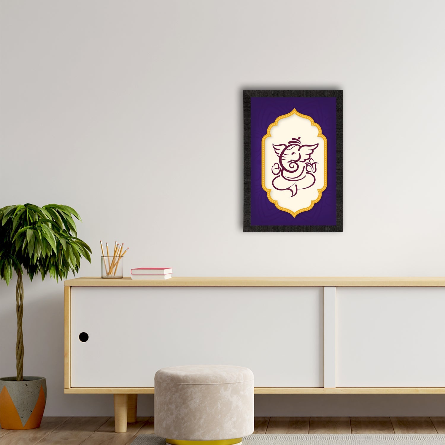 Lord Ganesha Satin Matt Texture UV Art Painting Kafalo