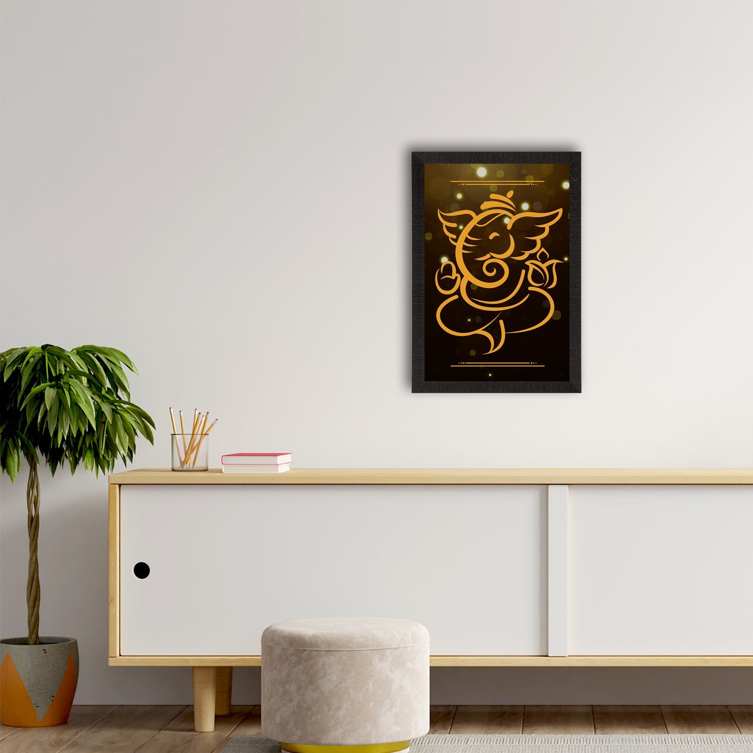 Lord Ganesha Satin Matt Texture UV Art Painting Kafalo