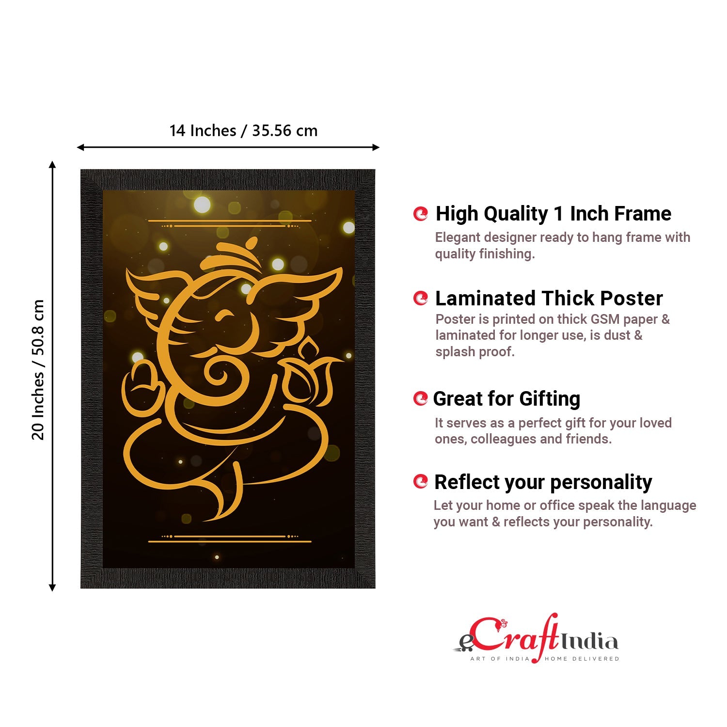 Lord Ganesha Satin Matt Texture UV Art Painting Kafalo