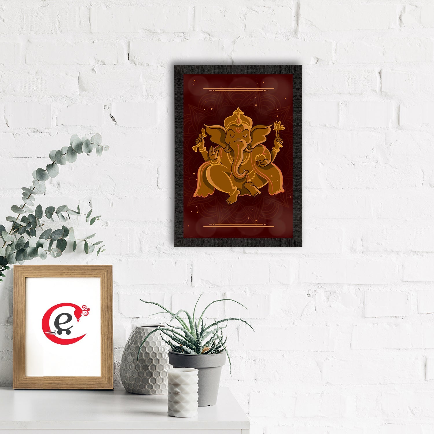 Lord Ganesha Satin Matt Texture UV Art Painting Kafalo