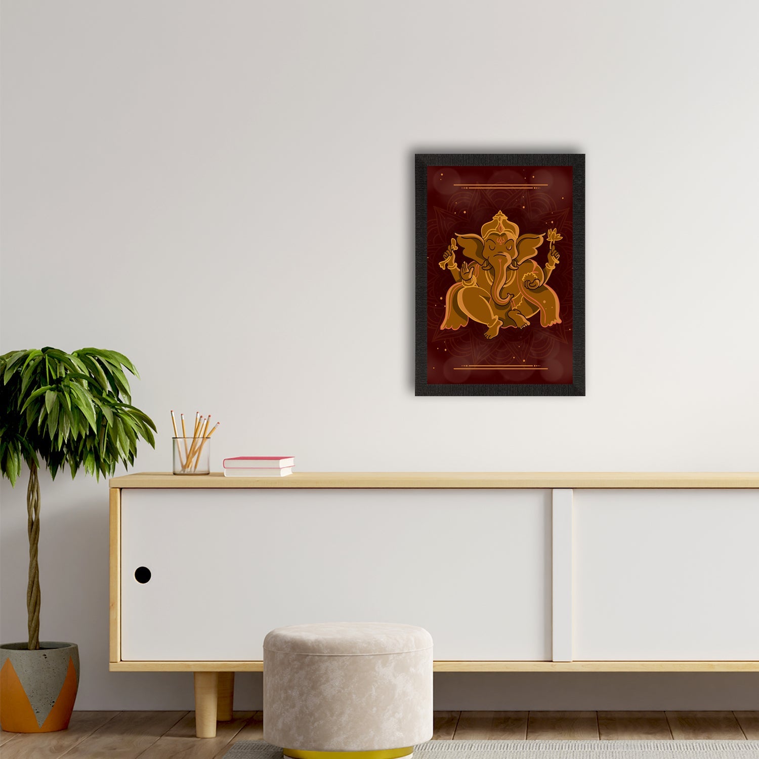 Lord Ganesha Satin Matt Texture UV Art Painting Kafalo