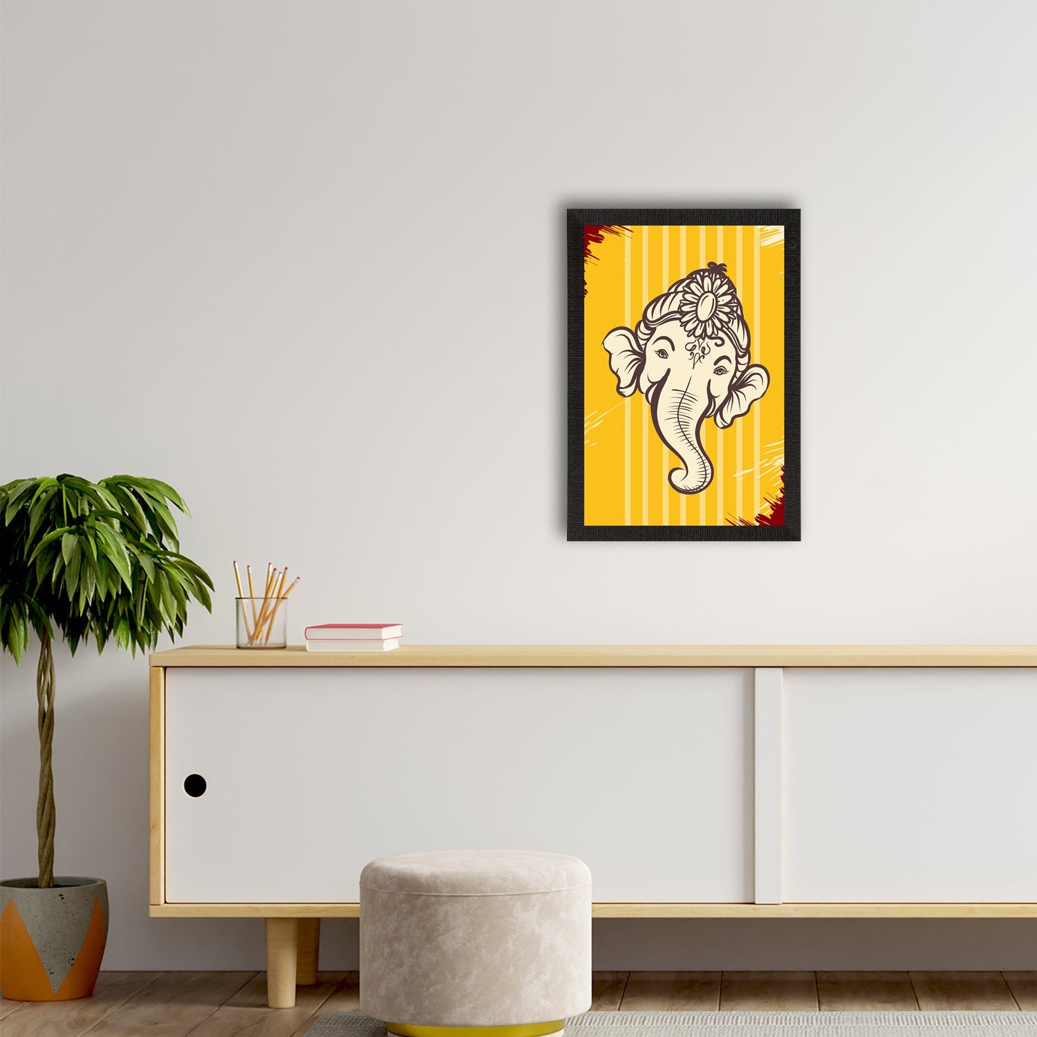 Lord Ganesha Satin Matt Texture UV Art Painting Kafalo