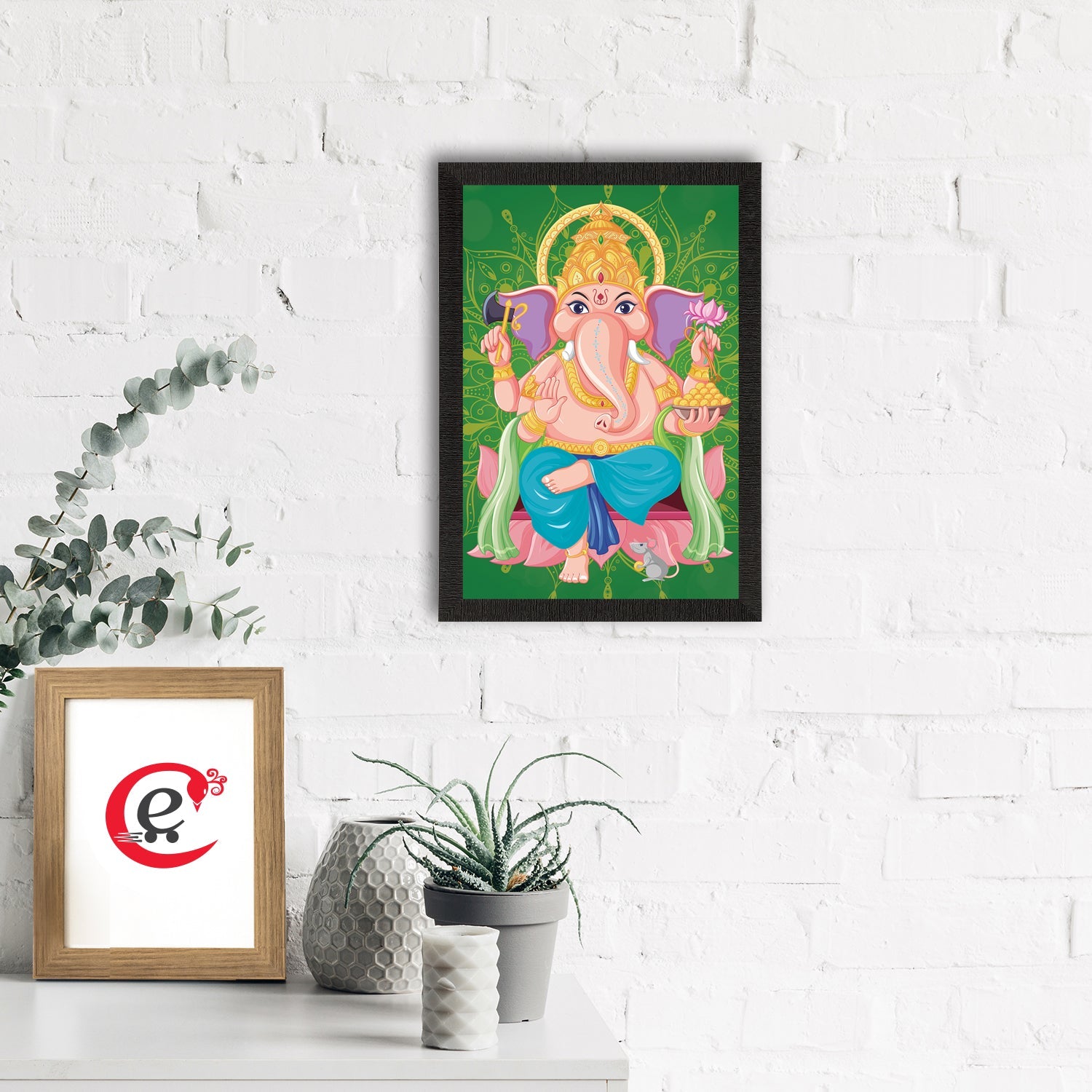 Lord Ganesha Satin Matt Texture UV Art Painting Kafalo