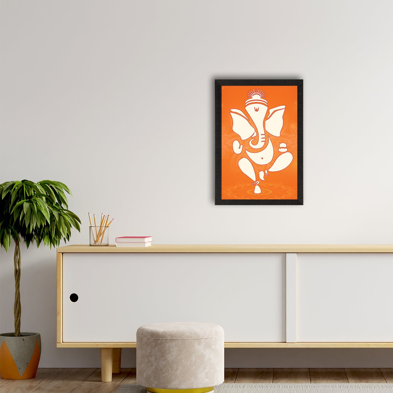 Lord Ganesha Satin Matt Texture UV Art Painting Kafalo