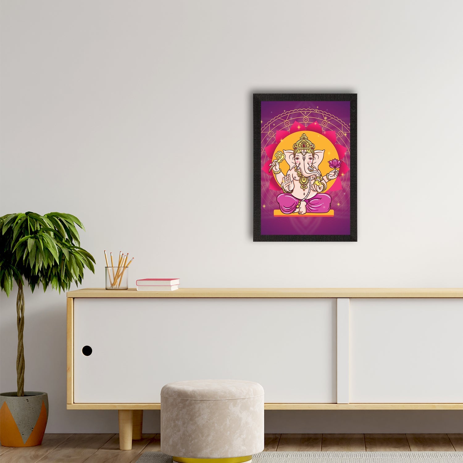 Lord Ganesha Satin Matt Texture UV Art Painting Kafalo