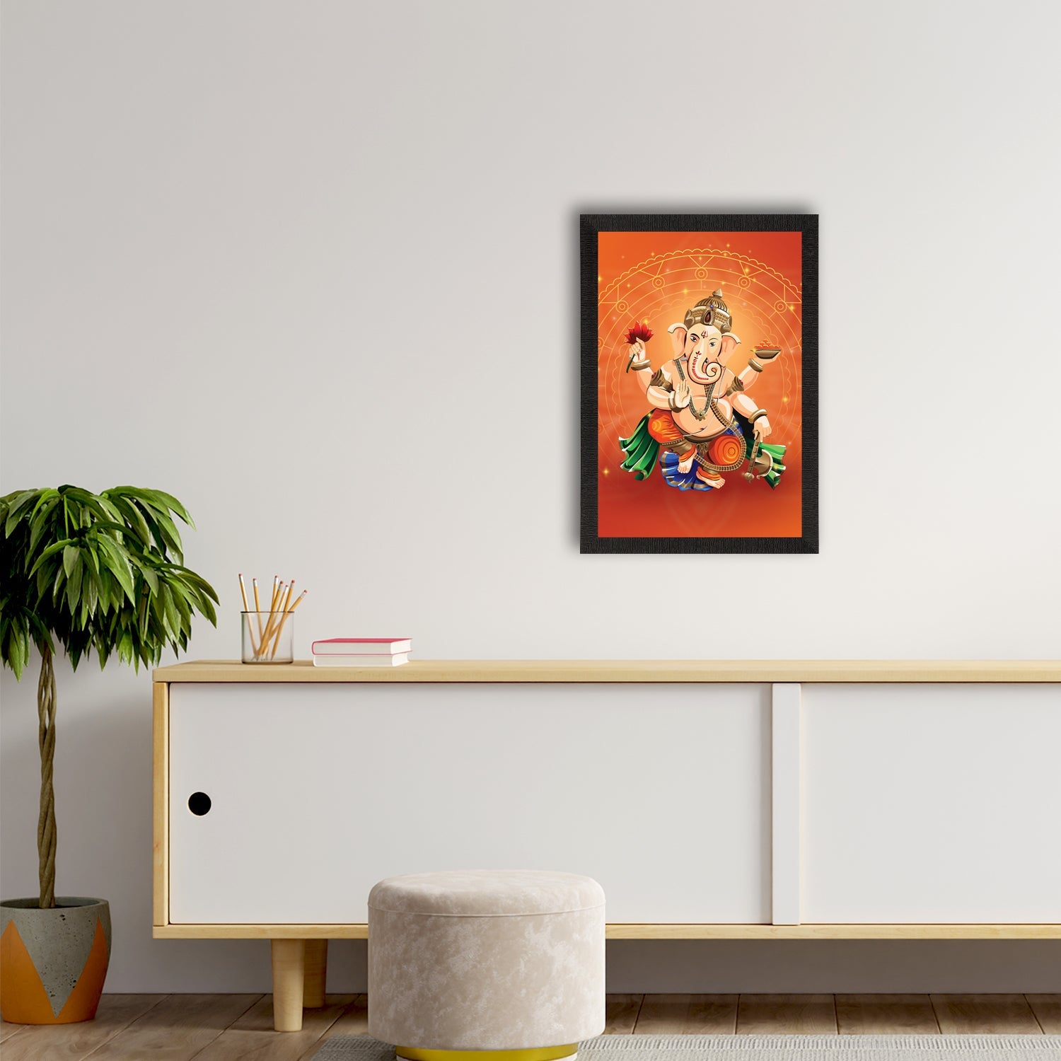 Lord Ganesha Satin Matt Texture UV Art Painting Kafalo