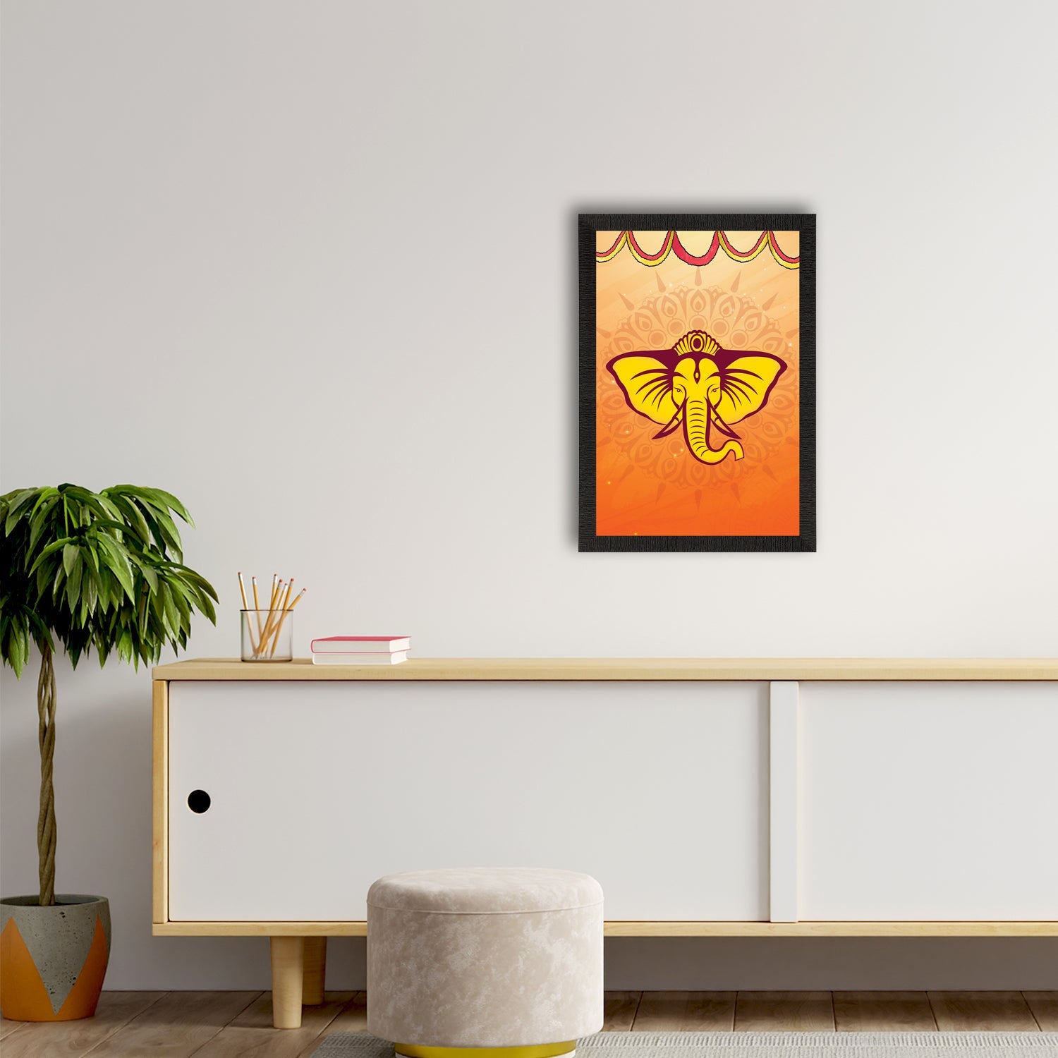 Lord Ganesha Satin Matt Texture UV Art Painting Kafalo