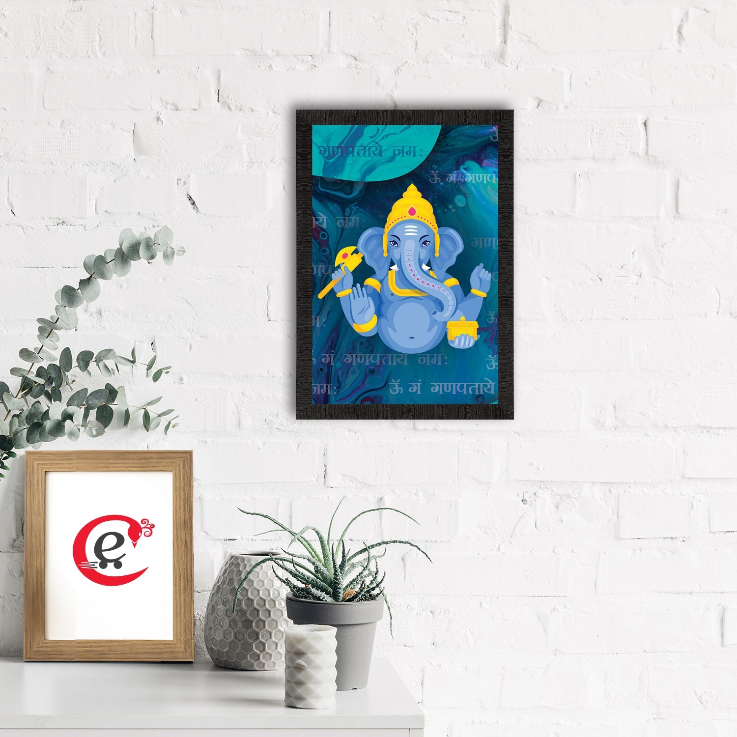 Lord Ganesha Satin Matt Texture UV Art Painting Kafalo